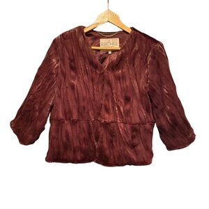 Rachel Red Ruched Mandarin Collar Blouse